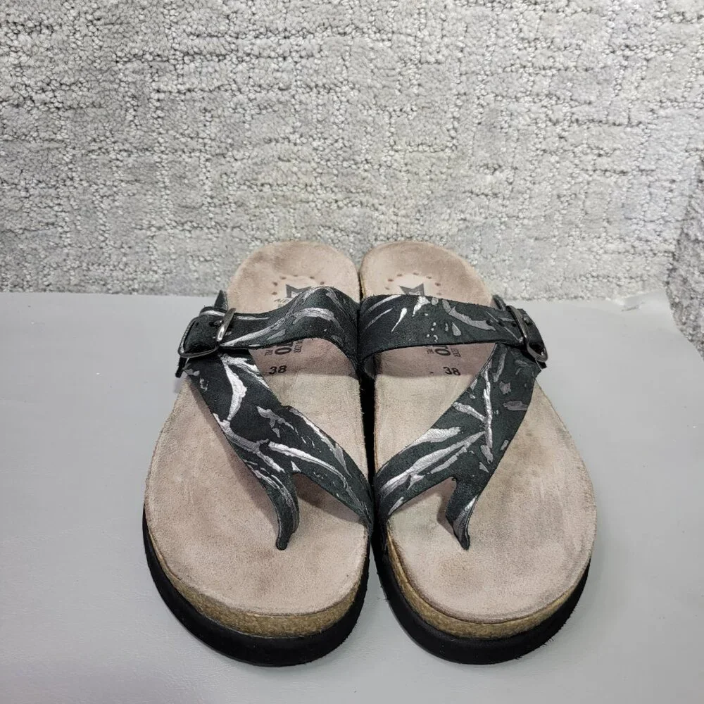 Mephisto Helen Metallics Womens Size US 7 Black Napoli Leather Air Relax Sandals